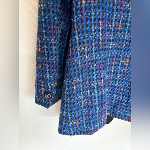 Vintage Tweed Made in Italy Blue Multicolour Wool Blend Blazer Jacket - Picture 10 of 12